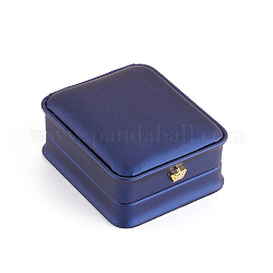 Искусственная кожа ожерелье кулон подарочные коробки, с позолоченной железной короной и бархатом внутри, для свадьбы, футляр для хранения ювелирных изделий, синие, 8.4x7.2x4 см