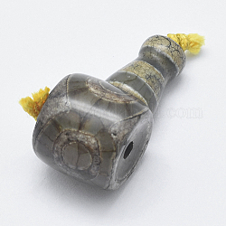 Натуральный дзи агат, 3 дыра гуру шарики, T-просверленные бусы, для буддийского ювелирное, темно-серый, 27x14x13 мм, отверстие : 2 мм