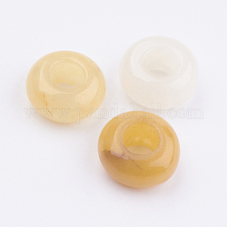 Natürliche Topas Jade europäischen Perlen, Großloch perlen, Rondell, 12x6~7 mm, Bohrung: 5 mm