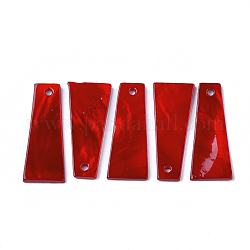 Süßwasser Muschel Anhänger, gischt gemalt, Unregelmäßige Viereck, rot, 31x12~13x1.5~2 mm, Bohrung: 1.8 mm