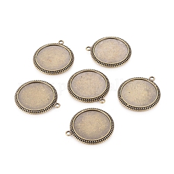 Supports de pendentif de cabochon plat rond de style tibétain en alliage, Sans cadmium & sans nickel & sans plomb, bronze antique, Plateau: 25 mm, 35x31x2.5mm, Trou: 2.5mm