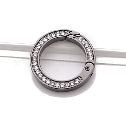 Anillos de la puerta del resorte de aleación de zinc, con rhinestone de cristal, anillos, gunmetal, 35x5mm