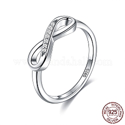 925 anillo de dedo de plata de primera ley con baño de rodio, con un claro zirconia cúbico, infinito, Platino, nosotros tamaño 7 (17.3 mm)