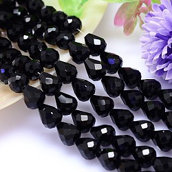 Faceted Teardrop Imitation Austrian Crystal Bead Strands, Grade AAA, Black, 8x6mm, Hole: 0.7~0.9mm, about 50pcs/strand, 15.7 inch