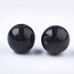 Perles en résine, pierre d'imitation, ronde, noir, 12mm, Trou: 2mm