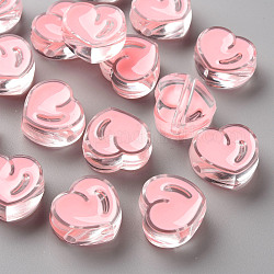 Perles acryliques émail transparent, cœur, rose brumeuse, 20x21.5x9mm, Trou: 3.5mm