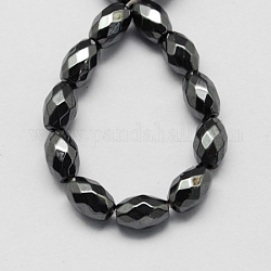 Magnetic Synthetic Hematite Beads Strands, Grade A, Faceted, Oval, Black, 8x5x5mm, Hole: 1mm, about 50pcs/strand, 15.5 inch