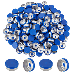 Flip-Off-Kappe aus Kunststoff-Aluminiumlegierung, für Laborprobenfläschchen, Flachrund, Blau, 22x8.9 mm