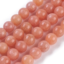 Natural Peach Calcite Beads Strands, Round, 6, Hole: 1mm, about 64~67pcs/strand, 15.3 inch~15.75 inch(39~40cm)