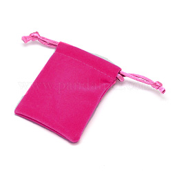 Sacchetti regalo panno di velluto rettangolo, gioielli sacchetti imballaggio disegnabili, rosa intenso, 7x5.3cm