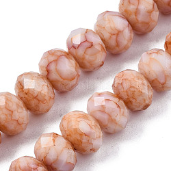 Cuisson opaque de perles de verre peintes, pierres d'imitation, facette, rondelle, saumon clair, 13~14x10mm, Trou: 1mm, Environ 33 pcs/chapelet, 13.19 pouce ~ 13.78 pouces (33.5~35 cm)