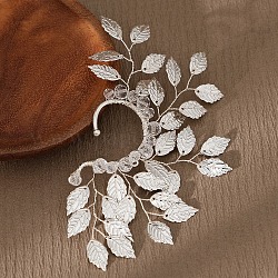 Серьги-каффы из сплава в виде листьев, женские серьги-альпинисты из стеклянных бусин с оберткой вокруг, серебряные, 132x87~90x9 мм