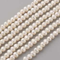Hebras de perlas de agua dulce cultivadas naturales, patata, color de concha, 5~6x4~5mm, agujero: 0.5 mm, aproximamente 77 pcs / cadena, 13.9~14.1 pulgada (35.5~36 cm)