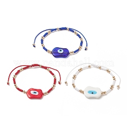 Set di braccialetti con perline intrecciate con semi di vetro e lampwork malocchio a 3 colori per donna, colore misto, diametro interno: 3 pollice (2~3-1/2 cm), 5.2~8.8pc / color