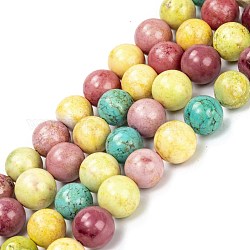 Natürliche Howlith Perlen Stränge, gefärbt und erhitzt, Runde, 12~13 mm, Bohrung: 1.5 mm, ca. 33 Stk. / Strang, 15.43 Zoll (39.2 cm)