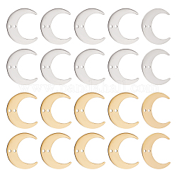 DICOSMETIC 20PCS 2 Colors Crescent Moon Pendant Stainless Steel Moon Charm with 2 1.4mm Hole Golden Small Link Pendants for DIY Earrings Bracelet Necklace Jewelry Making Findings