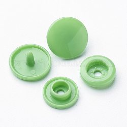Sujetadores de resina, botones de impermeable, plano y redondo, verde claro, cap: 12x6.5 mm, pin: 2 mm, perno: 10.5x3.5mm, agujero: 2 mm, socket: 10.5x3 mm, agujero: 2 mm