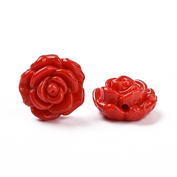 Perline di fiori a lume fatte a mano, roso, rosso, 18x18x9.5mm, Foro: 1~1.6 mm