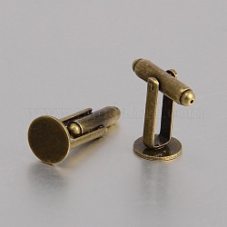 Botón de puño de latón, mancuerna cabuchón para accesorios de la ropa, sin níquel, Bronce antiguo, 25x8mm, Bandeja: 8 mm