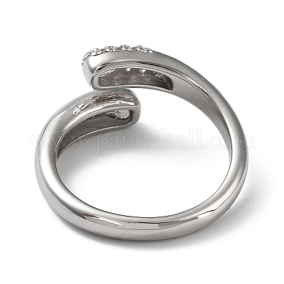 Стойка покрытие латунь микро паве кубический цирконий открытые манжеты кольца RJEW-Q777-12P-1