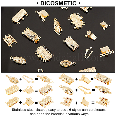 Wholesale DICOSMETIC 30Sets 6 Styles Golden Multi-Strand Clasps Pearl  Filigree Necklace Clasp Necklace Separator for Layering Pearl Filigree Necklace  Clasp for Necklace Bracelet Jewelry Making 