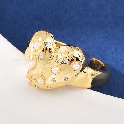 Регулируемые манжетные кольца с микропаве из кубического циркония из латуни RJEW-C139-05G-1