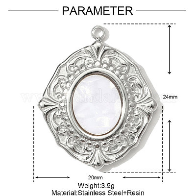 Подвески из акрила из нержавеющей стали 304 STAS-OY001-40P-1