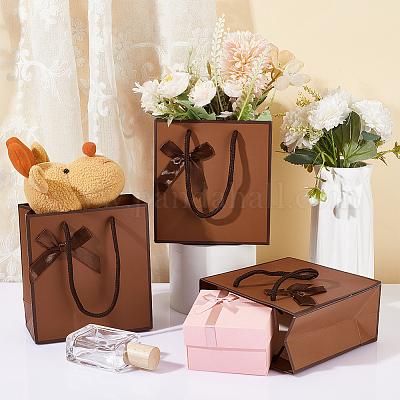 Прямоугольные бумажные пакеты для хранения подарков с ручкой CARB-WH0017-13C-1