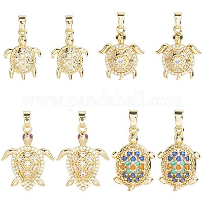 8 шт. 4 стиля латунные подвески с микропаве и кубическим цирконием KK-BBC0019-64-1