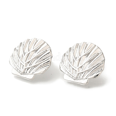 Серьги-гвоздики из латуни в форме ракушки с покрытием стойки EJEW-H016-35P-1