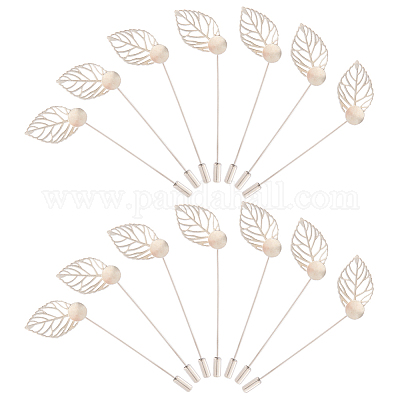 60 шт. булавки для галстука из нержавеющей стали в форме листа для женщин JEWB-SC0001-75B-1