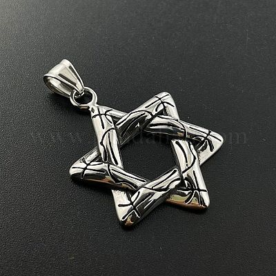 Ожерелье с подвеской в виде звезды Давида из нержавеющей стали 304 в стиле панк для модных студентов и пар DT0995-1