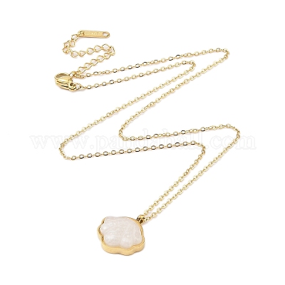 Ожерелья с подвесками из нержавеющей стали 304 и имитации ракушек из смолы NJEW-N055-08G-1