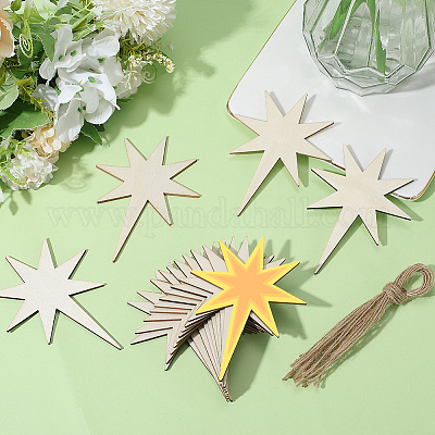 40 шт. незаконченные деревянные подвески в виде звезд для художественной росписи WOOD-SP0001-43-1