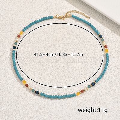 Винтажные ожерелья из натурального пресноводного жемчуга и синтетической бирюзы в форме круглых бусин для женщин LN7148-1