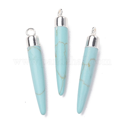Латунные подвески с заостренными концами из синтетической бирюзы G-B025-02P-05-1