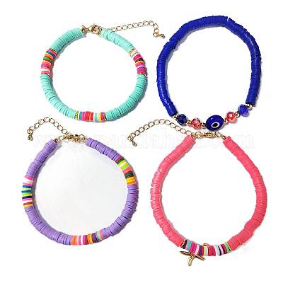 Набор ножных браслетов с подвесками в виде морских звезд AJEW-SW00001-1