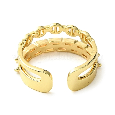 Кольцо из латуни с микропаве из кубического циркония RJEW-Z033-06G-1