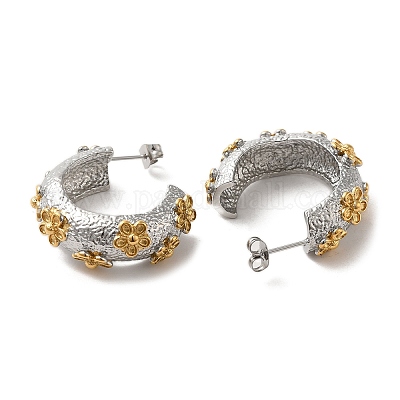 Устойчивое к потускнению кольцо с цветком EJEW-C075-03P-1