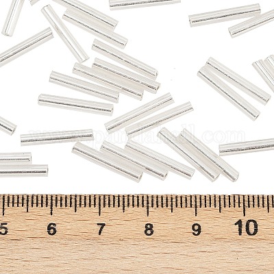 Серебряные подкладке прозрачное стекло стеклярусом SEED-R028-2x15-B02-1