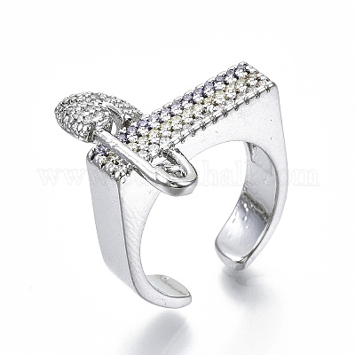 Латунные микро проложить манжеты кольца кубического циркония RJEW-S045-025P-NR-1