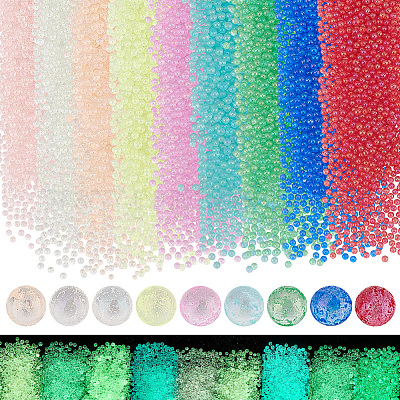 9000шт 9-х цветные светящиеся в темноте стеклянные бусины GLAA-PH0003-23-1