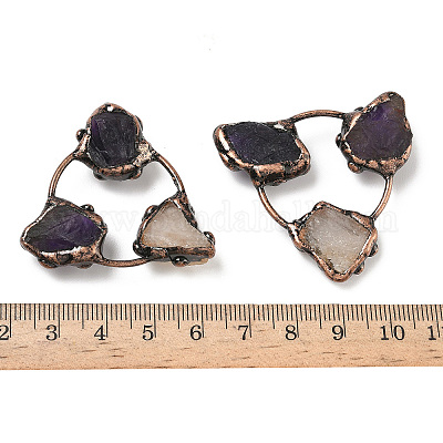 Натуральные аметисты и цитрины треугольные кабошоны G-H332-04R-1