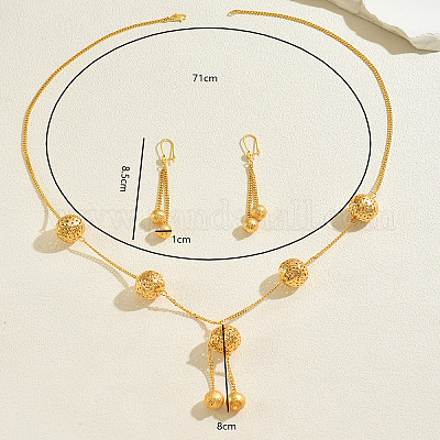 Комплекты из ожерелья и серег с длинными круглыми кисточками из сплава для женщин UD7982-1