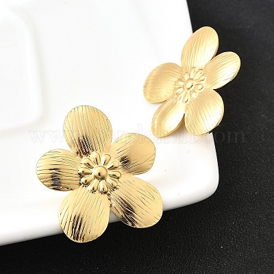 Серьги-гвоздики в форме цветка из нержавеющей стали 304 EJEW-P312-03B-G-1