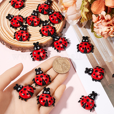 40 шт. непрозрачные смоляные кабошоны с изображением насекомых RESI-SC0005-88-1