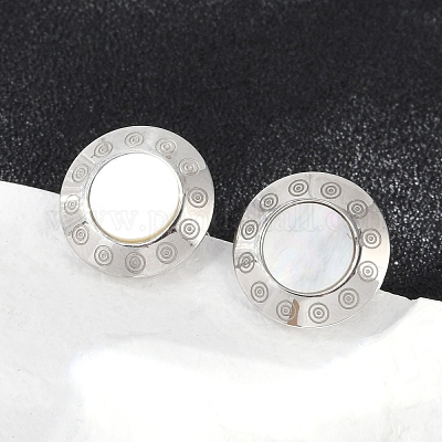 Серьги-гвоздики из натуральной ракушки из нержавеющей стали 304 EJEW-Z089-23P-1