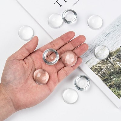 Прозрачный полукруглый стеклянные кабошоны X-GGLA-R027-30mm-1