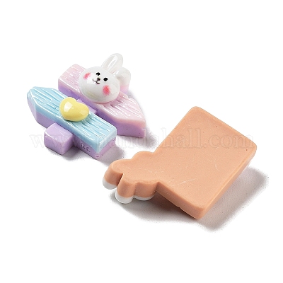 Кабошоны из непрозрачной смолы на тему кролика RESI-G084-10-1