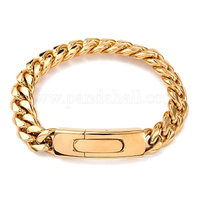 Браслеты из кубинской цепочки из нержавеющей стали 304 для мужчин и женщин BJEW-C124-02G-1